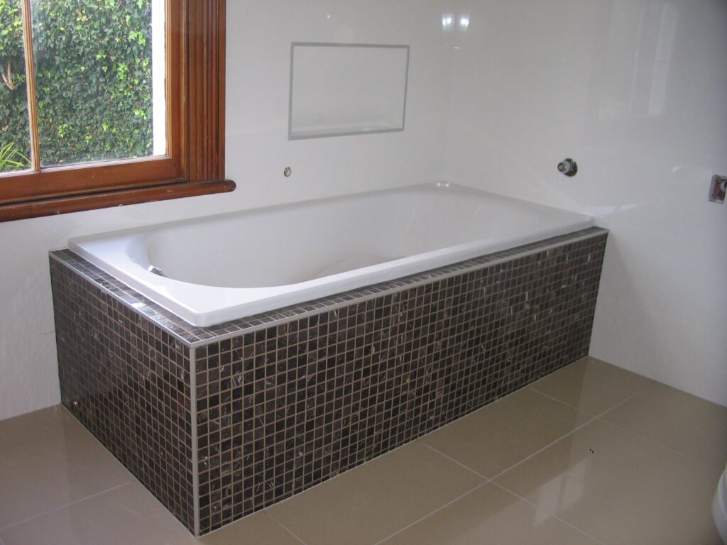 Tiled completed around bath